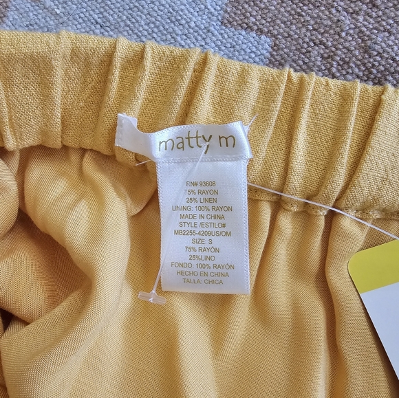 NWT Matty M Women's Linen Blend Skirt Button Front Elastic Waist Side Pockets - Picture 6 of 6